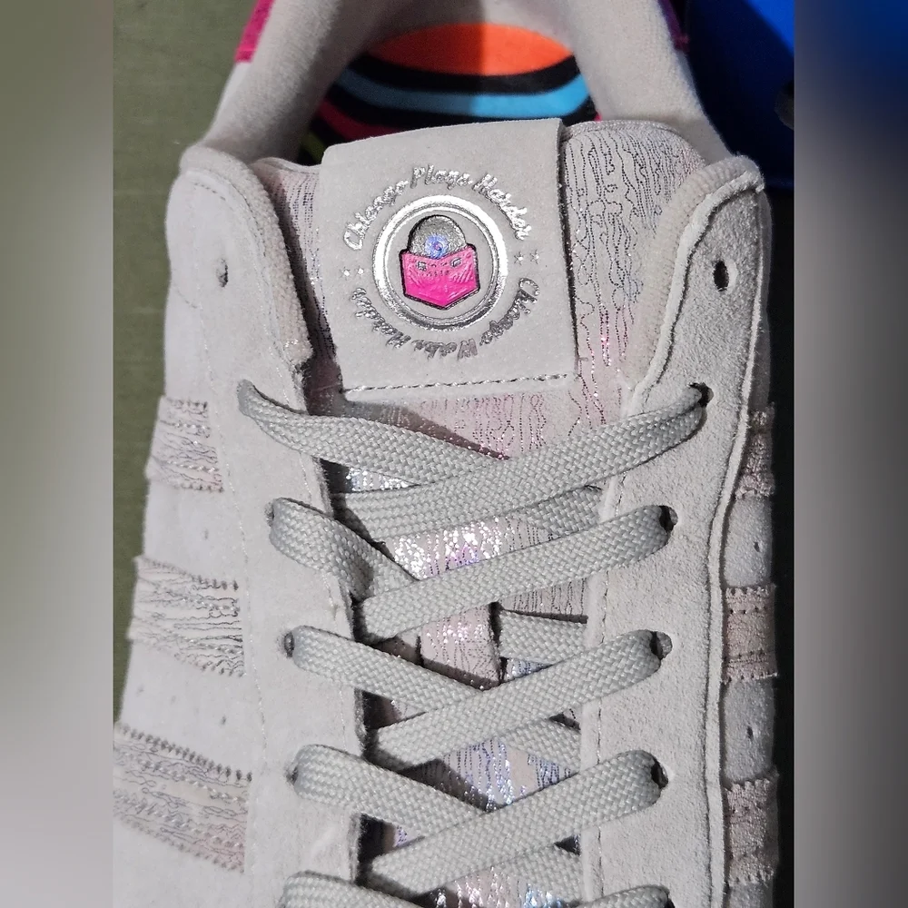 Adidas Superstars ASW Women's Gray suede Sneakers with Pink Sole - Picture 13 of 14